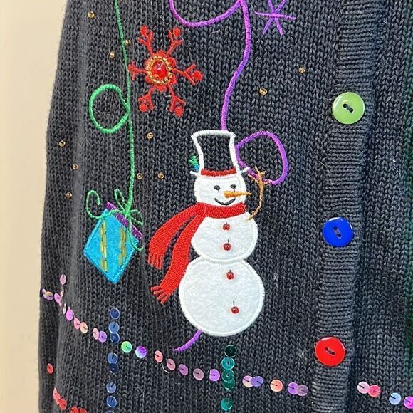 Kim Rogers Sequin and Beaded Embroidered Holiday Sweater Vest - Size Small - Picture 4 of 10